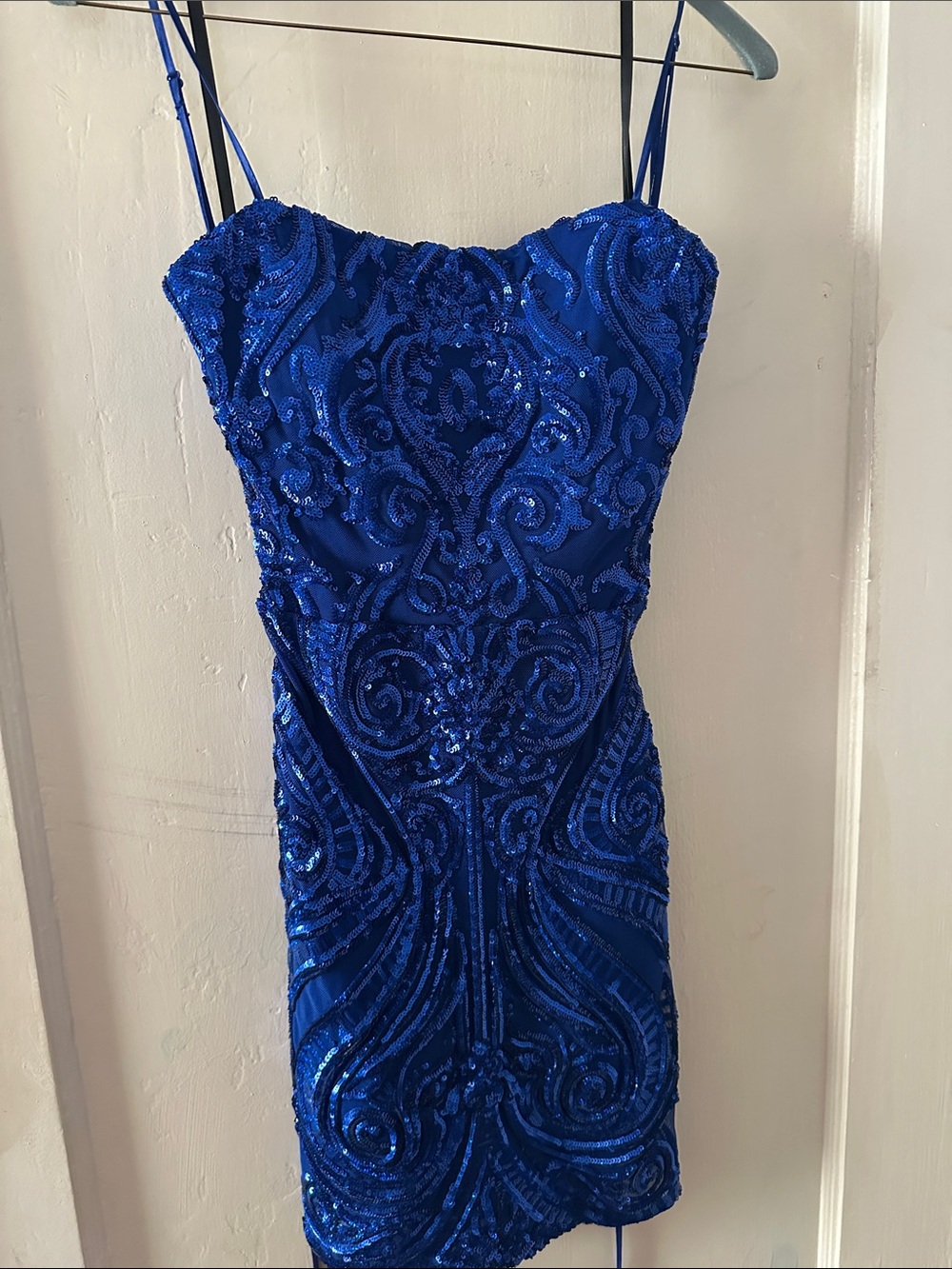B Darlin Royal Blue Sequin Embroidered Mini Dress